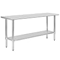 Hally Stainless Steel Table for Prep &amp; Work 18 x 72 Inches NSF Commercial