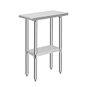 Hally Stainless Steel Table for Prep &amp; Work 24 x 12 Inches NSF Commercial