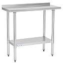 Hally Stainless Steel Table for Prep &amp; Work 18" x 36" with Backsplash NSF
