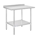 Hally Stainless Steel Table for Prep &amp; Work 30" x 36" with Backsplash NSF