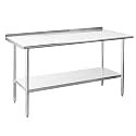 Hally Stainless Steel Table for Prep &amp; Work 24" x 72" with Backsplash NSF