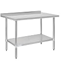 Hally Stainless Steel Table for Prep &amp; Work 30" x 48" with Backsplash NSF