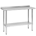 Hally Stainless Steel Table for Prep &amp; Work 18" x 48" with Backsplash NSF