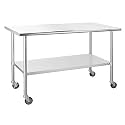 Hally Stainless Steel Table for Prep&amp;Work 30" x 60" with Wheels Commercial