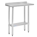 Hally Stainless Steel Table for Prep &amp; Work 14" x 30" with Backsplash NSF