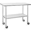 Hally Stainless Steel Table for Prep&amp;Work 24" x 48" with Wheels Commercial