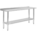 Hally Stainless Steel Table for Prep &amp; Work 18" x 72" with Backsplash NSF