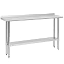Hally Stainless Steel Table for Prep &amp; Work 14" x 60" with Backsplash NSF