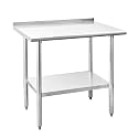 Hally Stainless Steel Table for Prep &amp; Work 24" x 36" with Backsplash NSF