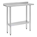 Hally Stainless Steel Table for Prep &amp; Work 14" x 36" with Backsplash NSF