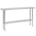 Hally Stainless Steel Table for Prep &amp; Work 14 x 60 Inches NSF Commercial