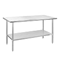 Hally Stainless Steel Table for Prep &amp; Work 24 x 60 Inches NSF Commercial