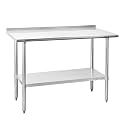 Hally Stainless Steel Table for Prep &amp; Work 24" x 48" with Backsplash NSF