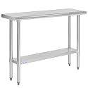 Hally Stainless Steel Table for Prep &amp; Work 14 x 48 Inches NSF Commercial