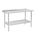 Hally Stainless Steel Table for Prep &amp; Work 30" x 60" with Backsplash NSF