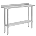 Hally Stainless Steel Table for Prep &amp; Work 14" x 48" with Backsplash NSF