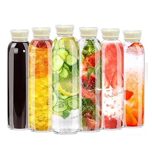 halo nation 6peice glass bottle glass 750ml clear juice bottles fridge bottle for home office bottles with airtight lid
