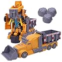 HALO NATION® Battery Operated Robot to Truck Deformation Musical Dumper Truck Toy with 3D Lights, Construction Truck Robot Toy with Realistic Sound, Yellow