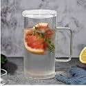 HALO NATION® Bedside Carafe Glass Mug with Lid, Borosilicate Glass Drinking Cup with Lid - Pack of 1 (380ml)