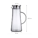 HALO NATION Clear Boro Jug, 1.3 LTR Heat Resistant Borosilicate Glass Pitcher With Lid for Iced Tea, Hot Cold Water, Milk and Juice Beverage Carafes