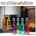 HALO NATION® Flip Top Glass Water Bottle - Swing Top Lid Water Bottle with Stopper for Fridge Bottle, Oil, Vinegar, Beer, Water, Soda, Airtight Lid &amp; Leak Proof Cap -1Liter Colored Bottle Pack of 2