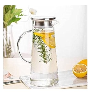 halo nation clear boro jug 13 ltr heat resistant borosilicate glass pitcher with lid for iced tea hot cold water milk and juice beverage carafes