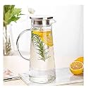 HALO NATION Clear Boro Jug, 1.3 LTR Heat Resistant Borosilicate Glass Pitcher With Lid for Iced Tea, Hot Cold Water, Milk and Juice Beverage Carafes