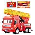 HALO NATION® Unbreakable Big Size Fire Fighter Truck - Friction Powered Realistic Rescue Toy With Light and Sound for Kids - 6-Wheel Ladder Truck