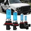 Halogen Headlights Fit for Ford F350 F450 F550 Super Duty 2001-2004 Headlight Bulbs,9007/HB5 High/Low Beam + 9145/9140 Fog Light Bright Light Combo,Plug And Play,Pack of 4