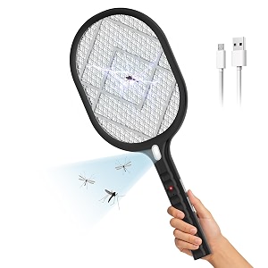 halohop mosquito killer racket rechargeable electric mosquito bat with type c 1200mah long-lasting battery mosquito racket with with torch light 30 bigger electric fly swatter 6 month warranty