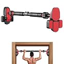 Halohop Pull Up Bar for Home Workout 800Kg Load Capacity No Screw Pull Up Bars (65 to 100 CM) Stable Anti-Skid Grip Chin Up Bar Gym Exercise Equipments Height Increase for Men and Women (4-Foot Pads，Black Red)
