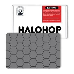halohop stone bathroom mat diatomaceous earth non-slip shower mat - quick drying absorbent terradry for bathroom - elegant amp modern design easy to clean honeycomb