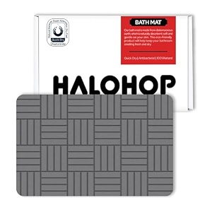 halohop stone bathroom mat diatomaceous earth non-slip shower mat - quick drying absorbent terradry for bathroom - elegant amp modern design easy to clean weave