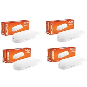 halonix polycarbonate 20w wall lamp led oval shape outdoor bulkhead  outdoor light waterproof ip65  waterproof porch light for outdoor garden bathroom light cool white pack of 4