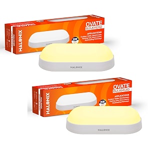 halonix polycarbonate ovate 20w yellow wall lamp outdoor led bulkhead  waterproof outdoor light  ip65  outdoor waterproof light for garden and bathroom warm white pack of 2 warranty-2 years