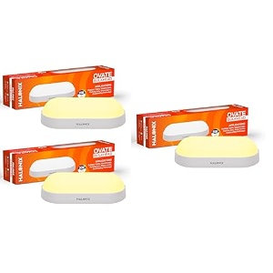 halonix polycarbonate ovate 20w yellow wall lamp outdoor led bulkhead  waterproof outdoor light  ip65  outdoor waterproof light for garden and bathroom warm white pack of 3 warranty-2 years