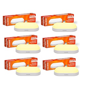 halonix polycarbonate ovate 20w yellow wall lamp outdoor led bulkhead  waterproof outdoor light  ip65  outdoor waterproof light for garden and bathroom warm white pack of 6 warranty-2 years