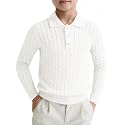 Haloumoning Boys Cable Knit Polo Shirt Kids Long Sleeve Sweater 5-14 Years