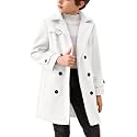 Haloumoning Boys Double Breasted Peacoat Notched Lapel Collar Wool Blend Long Coat with Pockets
