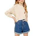Haloumoning Girls Cute Heart Love Print Sweater Tops Oversized Crew Neck Dot Ball Knitted Valentine Pullover 5-14 Years