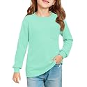 Haloumoning Girls Long Sleeve Shirts Kids Crewneck Soft Tunic Tops