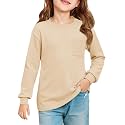 Haloumoning Girls Long Sleeve Shirts Kids Crewneck Soft Tunic Tops