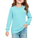 Haloumoning Girls Long Sleeve Shirts Kids Crewneck Soft Tunic Tops