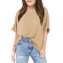 Haloumoning Girls Oversized T-Shirts Short Sleeve Crewneck