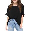 Haloumoning Girls Oversized T-Shirts Short Sleeve Crewneck