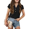 Haloumoning Girls Petal Short Sleeve T Shirts V-Neck Tops
