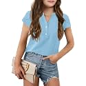 Haloumoning Girls Petal Short Sleeve T Shirts V-Neck Tops