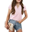 Haloumoning Girls Petal Short Sleeve T Shirts V-Neck Tops
