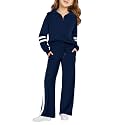 Haloumoning Girls Sweatsuit 2 Piece Zip Long Sleeve Sweat Outfits