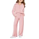 Haloumoning Girls Sweatsuit 2 Piece Zip Long Sleeve Sweat Outfits